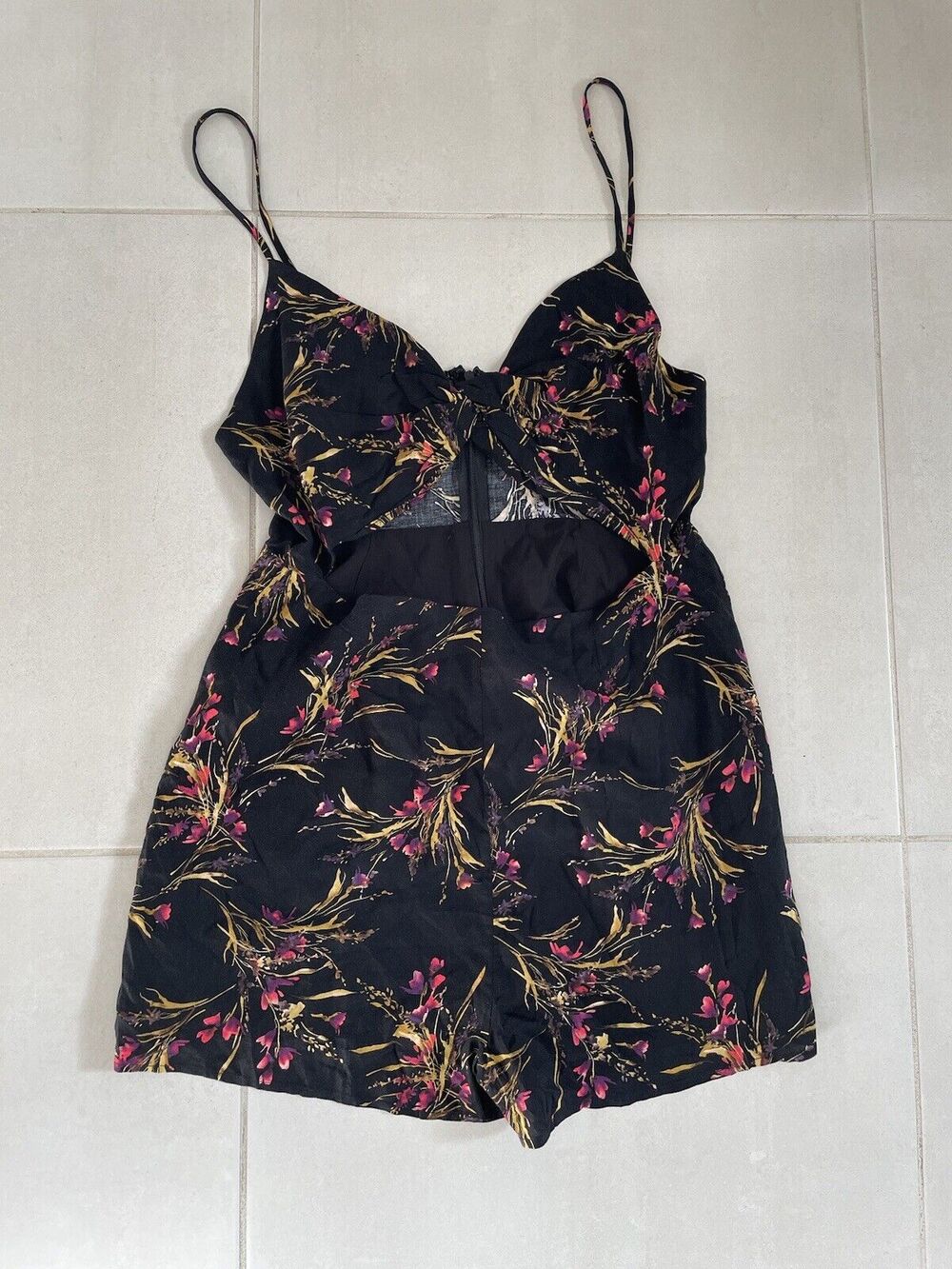 Urban Outfitters Kimchi Blue Tank Playsuit Romper Knot Cut Out Floral Whimsigoth